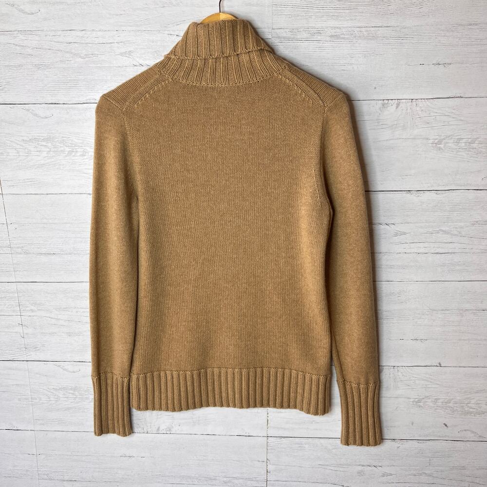 J Crew Sweater Womens Size Medium Camel Italian-Spun 100% Cashmere Turtleneck - Picture 12 of 16